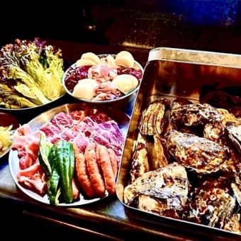 豚肉＋牡蠣のカンカン焼き付き 2時間飲み放題コース⇒5950円(税込)