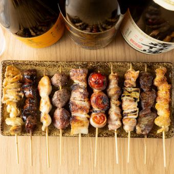 《12月金土》焼き鳥串盛り・餃子等 全9品5500円(税込)コース!ゆったり120分飲み放題付き★