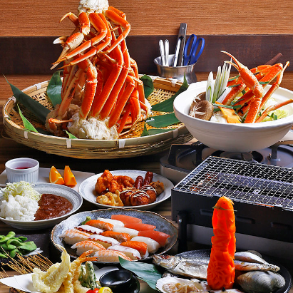 螃蟹、螃蟹寿喜烧火锅等《吃到饱》 位于道顿堀正中心，交通便利！