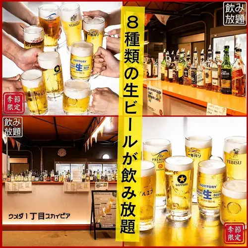 夏季期間限時供應八種生啤酒。