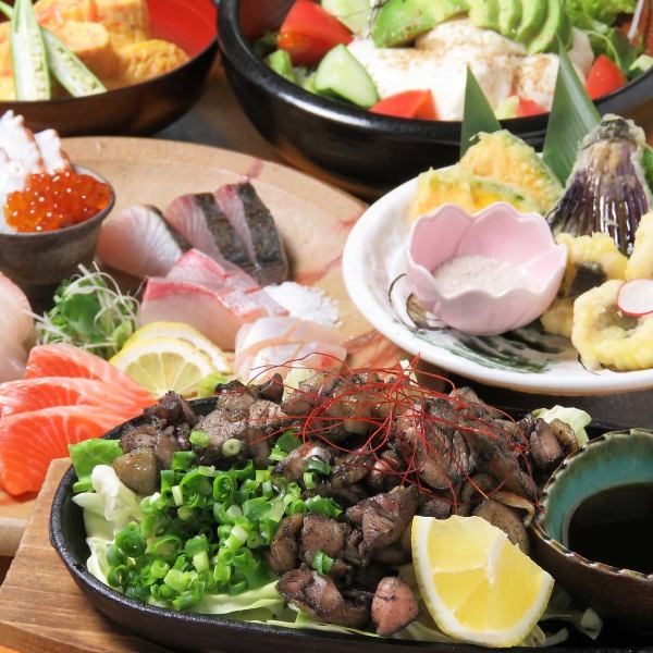 各種宴会に◎【讃岐コーチンと親鶏の炭火黒焼き】など全8品！120分飲み放題付き5500円(税込)