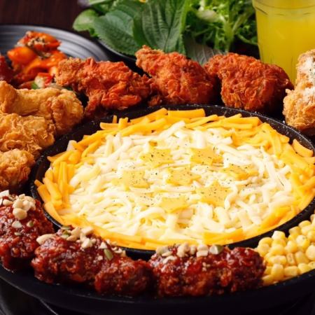 With UFO cheese chicken [lunch★90 minutes all-you-can-eat and drink] + 20 kinds of Korean dishes + soft drinks 1,890 yen