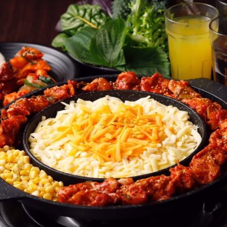 UFO cheese dakgalbi included [Dinner★120 minutes all-you-can-eat and drink] + 20 types of Korean dishes + soft drinks 2,365 yen