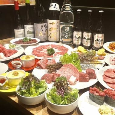 [Early bird discount available] [All-you-can-drink included] Blissful course of premium tongue, carefully selected Wagyu beef, and meat sushi (9,000 yen)