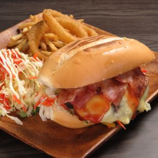 Cheese bacon hamburger sandwich