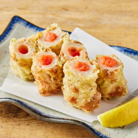 Deep-fried cod roe and chikuwa with seaweed