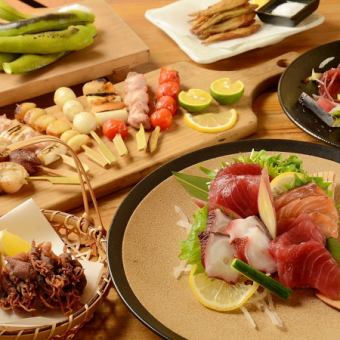 【最受欢迎】120分钟肉、鲜鱼、海鲜无限畅饮【欢乐宴会套餐】共11道菜品4,785日元