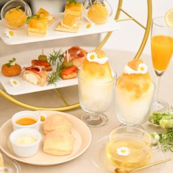 【マンゴーアフタヌーンティー】パフェ等+ノンアルカクテル1杯+カフェフリー+ミニブーケ+かき氷
