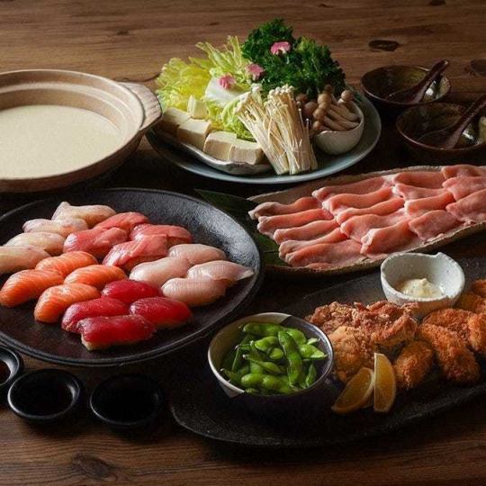 Renewal Celebration!!! Sushi Platter and Hiyoshi Pork Soy Milk Hot Pot Course [All-you-can-drink included]