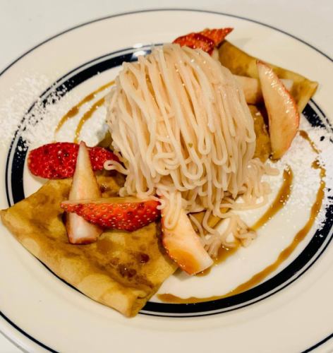 {March only}
~ Sakura Mont Blanc🌸 ~

On top of cherry blossom ice cream and fresh cream
Squeeze the cherry blossom cream
Served with brown sugar sauce and strawberries.

+350 yen for set menu
You can change the crepes.

#Kitaurawa #Kitaurawa Cafe #Urawa #Urawa Cafe #Minamiurawa #Minamiurawa Cafe #Higashiurawa #Higashiurawa Cafe #Nishiurawa #Yono #Yono Cafe #Kitayono #Kitayono Gourmet #Yonohonmachi #Yonohonmachi Cafe #Saitama New City #Saitama New City Cafe #Omiya #Omiya Cafe #Saitama City Cafe #Minamiyono #Nakaurawa #Musashiurawa #Musashiurawa Cafe #Sakura Ice Cream #Mont Blanc #Strawberry #Brown Sugar Syrup #Galette #Crepe