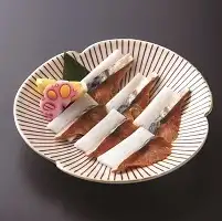 Raw pickled mackerel and sliced daikon radish