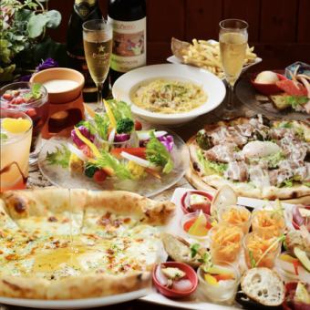 【当日注文OK】バーニャカウダに選べるピザ、〆パスタまで♪季節の女子会コース◆3,150円(税込)