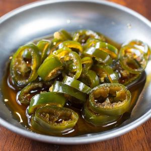 Green chili peppers pickled in soy sauce