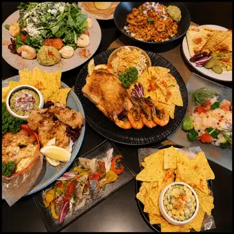 120分飲み放題付！一番人気！名物グリルコンボ・海老も鶏も楽しめる全9品　6000円(税込)