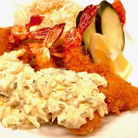 Fried shrimp set meal