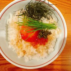 玉子のせご飯（卵黄醤油漬け）