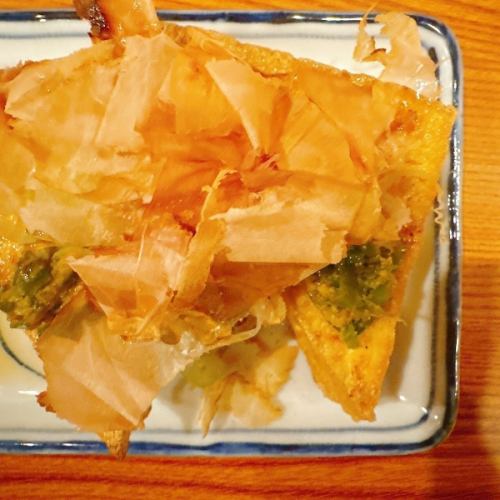 焼き厚揚げ　青唐辛子味噌