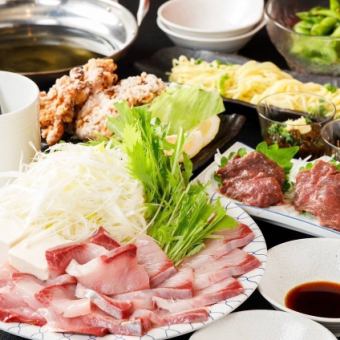 【豪華ぶりしゃぶコース】もずく家の逸品料理含む7品　2H飲み放題コース　税込5,000円！