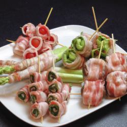 アスパラ肉巻/レタス肉巻/しいたけ肉巻/ミニトマト肉巻/大葉肉巻 各