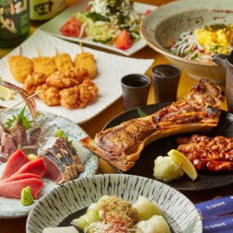 簡易套餐，共9道菜品，含無限暢飲5,000日圓（含稅）