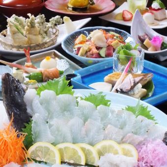 Kaede Course 9,000 yen (tax and service charge not included) Includes fish dishes delivered on the day