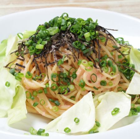 Japanese-style pasta with cabbage and mentaiko