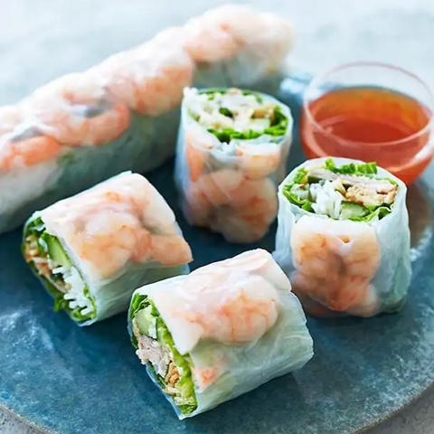 Vietnamese-style fresh shrimp spring rolls