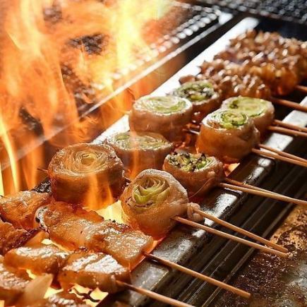 【夏期間限定】3時間飲み放題付き♪野菜巻き串や焼き鳥、肉寿司など全45品食べ放題【3480円】