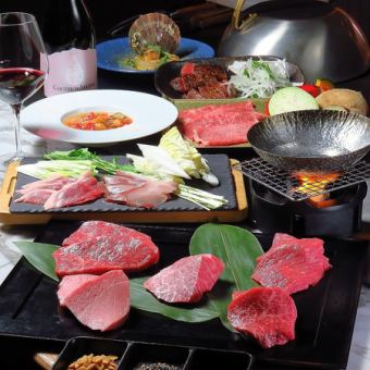 ★Most popular★ [A5 Japanese Black Beef Marbled Meat and Lean Meat Steak Course] Compare rich marbled meat and lean meat {7 dishes total}