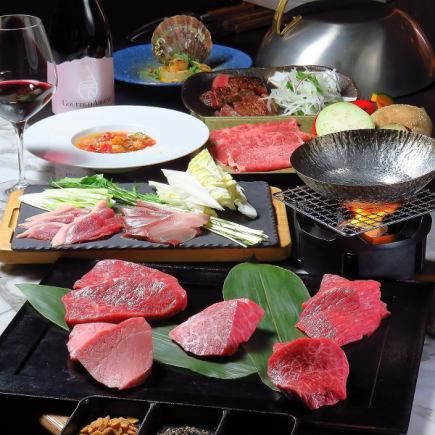 ★Most popular★ [A5 Japanese Black Beef Marbled Meat and Lean Meat Steak Course] Compare rich marbled meat and lean meat {7 dishes total}