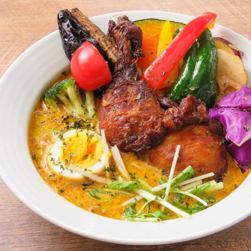 Chicken leg curry + vegetables
