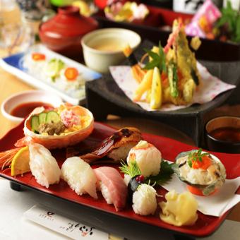 [華麗的壽司一起！]四季壽司套餐<120分鐘無限暢飲，包括40種清酒>6,300日元⇒5,000日元