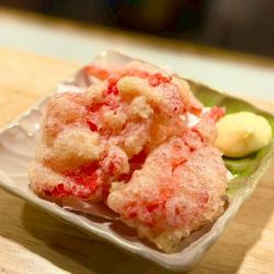 紅生姜天ぷら/韓国風磯辺揚げ(三個)/塩辛ポテト/明太チーズ春巻き/にんにくバター焼き