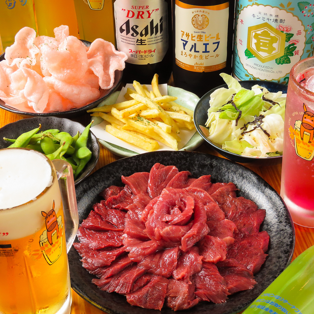 平日限定の飲み放題付コース/馬刺しの食べ飲みコースをご用意！