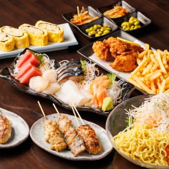 [4500 Sashimi & Skewers Course] Includes 120 minutes of all-you-can-drink! 7 dishes including 5 kinds of sashimi and assorted skewers for 4500 yen (tax included)