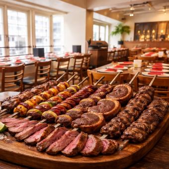 ★ランチ食べ放題プラン★15種シュラスコ食べ放題+サイドメニュー2品付 120分3,630円(税込)