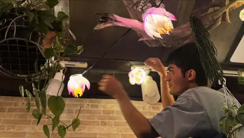 いよいよ始まる周年祭！天井のハスランタンも準備完了😆🪷

ナマステ🙏いよいよ本日夜から始まる15周年イベントディナーに向けて、昨夜は皆さんと作ったハスランタンの飾り付けをしました！どうですか！？なかなか幻想的なムードで、いつもの周年祭とも違う雰囲気に仕上がりました😚💓

写真は、店主長男に飾り付け準備をお願いして、せっせこ飾り付けをしてもらっている様子。いや〜助かったよ〜あみとくん〜〜！！

さてさて。皆さまいよいよです。今年の周年祭も☺️
実は9/8は19時以降満席🈵なので、予約も受付を停止しています。17:00〜19:00の間はまだゆとりがあるのでよろしければ！いち早く食べてもらって感想を聞かせてください😸

『15th Anniversary Dinner』
期間: 2026.9.8(火)〜12(土)
時間: 17:00〜22:00（ラストオーダー21:00）

予約フォーム:
専用の予約フォームから予約すると希望される方にはecoタオルがもらえる特典あり！
https://docs.google.com/forms/d/e/1FAIpQLScM56YkVmOUwQrOrr3dbw1sLNv_oLRBUlj1RfxK9nbuFQRpNA/viewform

お知らせ: ダンスパフォーマンスあり🕺
店主の次男SANDISはダンスに熱中する高校2年生！時々バナナケーキを作ってはダンスの衣装代などに充てています😌相棒YUZUとのダンスを、この期間中に3日お楽しみいただけます！

ダンススケジュール:
9/8(火)ダンスパフォーマンス🕺20:00〜20:30
9/10(木) ダンスパフォーマンス🕺20:00〜20:30
9/11(金) ダンスパフォーマンス🕺20:00〜20:30

その他ご参加いただきたい企画:
・オリジナルステッカープレゼント（無くなり次第終了）
・15周年の15にちなんで『あなたの一期一会エピソード』教えてください！
・特別メニューを楽しんで😚
