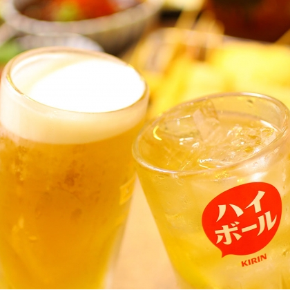 Single drink 90 minutes 1500 yen or 120 minutes 1800 yen ♪ Kushikatsu one 90 yen ~ (All tax excluded)