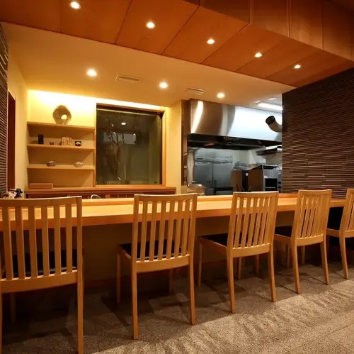 At a relaxing counter seat