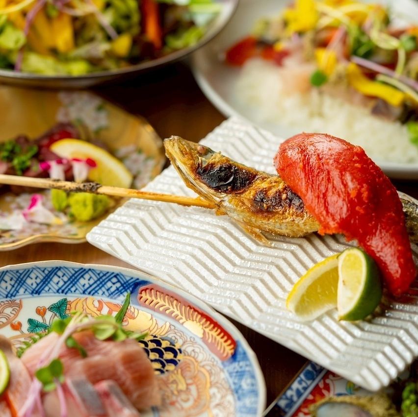 日本酒なども入った飲み放題と当店人気メニューを集めたコース