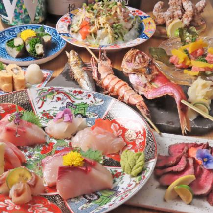 【120分飲み放題付】炉端盛り合わせ・炭火ローストビーフ等充実の11品♪→お一人様7000円(税込)