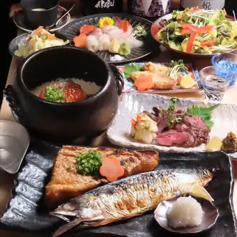 厳選日本酒飲み放題付【仙台満喫】仙台牛タン 金華鯖炉端焼 はらこ飯等充実の全9品6000円(税込)