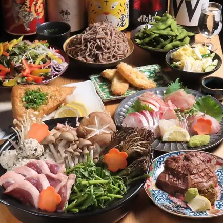 【地酒含む120分飲み放題付】仙台牛タン・炉端焼き・名物セリ鍋を堪能!仙台満喫コース 6,000円