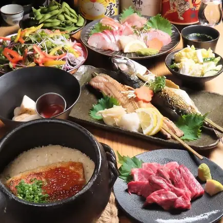 【地酒含む120分飲み放題付】1番人気!仙台牛炭火焼&名物炉端を堪能◎うる虎コース 6,000円