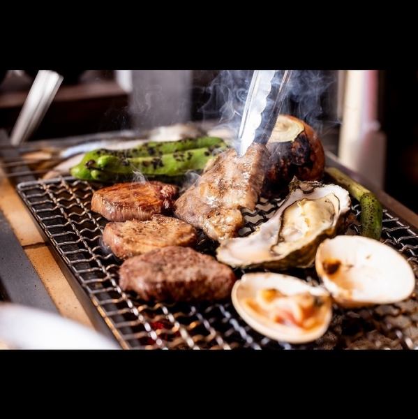 【炭火の魅力】国産牛肉と旬の国産野菜の贅沢