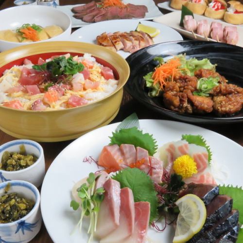 The premium "Kaede Course" allows you to enjoy aged meat and sashimi.