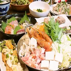 ★全新推出★ 2小时畅饮+9道菜【大庵高级套餐含火锅】5000日元 ★所有包间 新大阪
