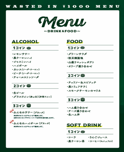 元センベロセット　メニュー