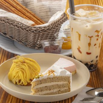 【夜カフェメニュー】夜カフェデザートセット デザート3種盛りと選べるドリンク♪ 2,000円(税込)