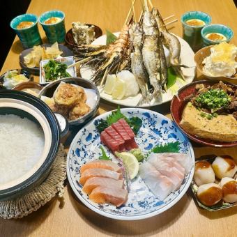 招牌原味烤肉、招牌嫩牛筋豆腐等12道菜+120分鐘無限暢飲，5500日圓（含稅）